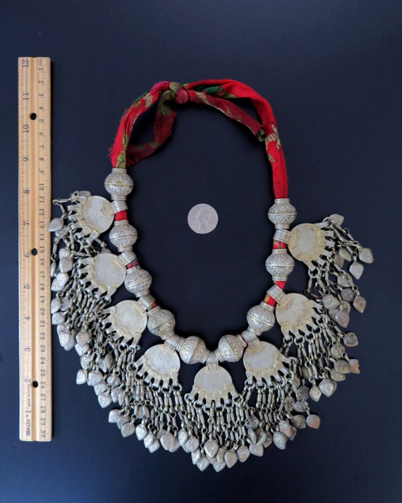 VINTAGE AFGHAN JEWELRY - Large Kuchi Necklace wit… - image 9