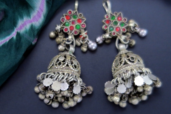 KUCHI EAR ORNAMENTS - Ornate Vintage Afghan Jhumk… - image 1