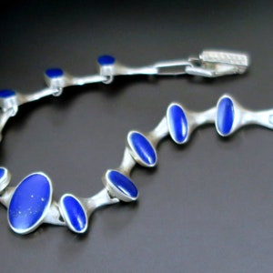 LAPIS and SILVER BRACELET with Afghan Lapis Lazuli and Sterling Silver - Handcrafted in Central Asia