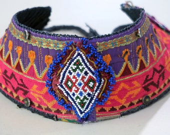 WIDE EMBROIDERED BELT - Large Elaborately Vintage Kuchi Tribal Belt - Hand Embroidered in Central Asia