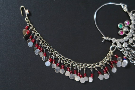 PAIR of AFGHAN EARRINGS with Hair Chains and Hook… - image 8