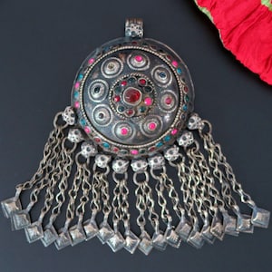 OLD KASHMIR PENDANT - Large Afghan Kashef (Warsta) Pendant - Vintage Handcrafted Tribal Jewelry from Central Asia