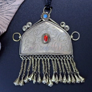 VINTAGE HAZARA PENDANT - Large Traditional Afghan Pendant - Handcrafted Tribal Jewelry from Central Asia