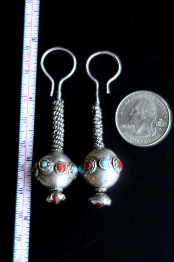 LARGE TRIBAL EARRINGS - Vintage Silver Afghan Tri… - image 5