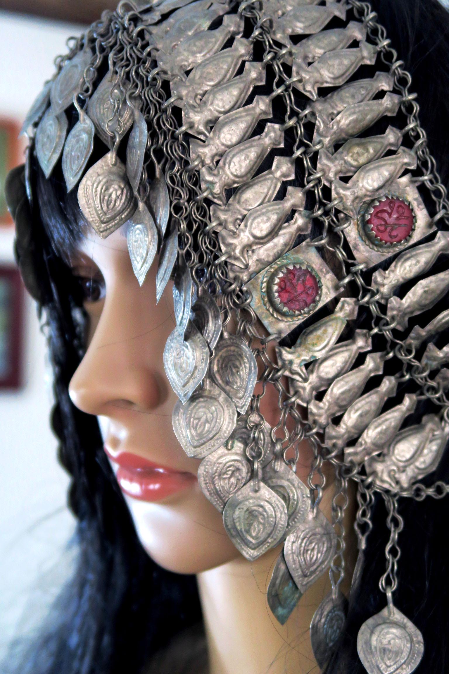 Very Old Uzbek Kuchi Headpiece - Collectible Sachlyk Headdress