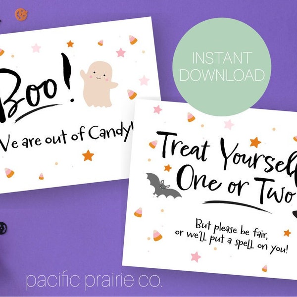 Halloween Trick-or-Treat Candy Sign, Please Take One Door Sign, Out of Candy, Trick or Treaters