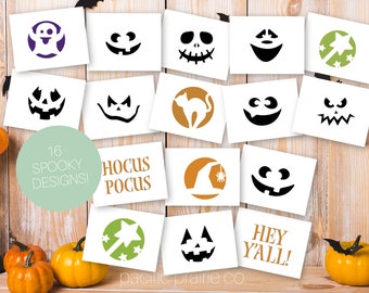 Pumpkin Carving Stencils, Pack of 16 Designs, Printable, Instant Download