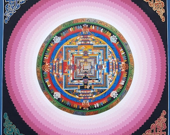 Rad der Zeit, Kalachakra Tantra, Lotus Mandala, tibetische Thangka Malerei, Yoga, Meditation Dekor, Wand Kunst Leinwand, handgemalt, 24K Gold