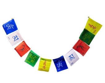 Om Mani Padme Hum Gebetsfahnen Banner Spiritualität Meditation Indoor Home Decor Wandbehang handgefertigte Baumwolle 4,5 "H x 3,5" B x 3,5 Fuß