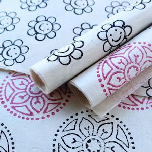 Lokta Paper Gift Wrapping Floral Mandala Nepalese Handmade Himalayan Paper 20&quot; x 30&quot; Eco Friendly