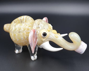 Steamroller Elephant Glass Pipe | Animal Glass Pipe | Unique Glass Pipe | Smoke Bowl | Tobacco Pipe | Borosilicate Glass | Smoker Accessory