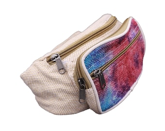 Galaxy Nebula Tie Dye Cotton Fanny Pack – Multi Pocket Crossbody Sling Bag