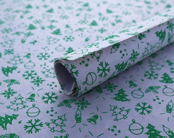Lokta Paper Holiday Gift Wrapping Christmas Theme Nepalese Handmade Paper 20" x 30" Eco Friendly
