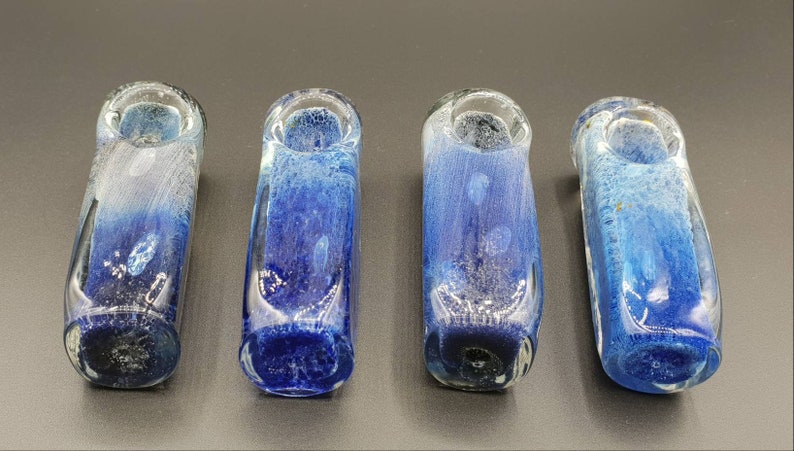 Blue on White Tobacco Borosilicate Glass Hand Smoking Pipe.5" & FREE CASE Blue on White Tobacco Borosilicate Glass Hand Smoking Pipe.5" & FREE CASE