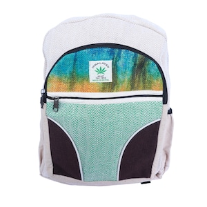 Himalayan Hemp Bag Multi Pocket Casual Fashion Daypack College Travel Weekender Adult Backpack Eco-Friendly 15&quot; H x 12&quot; W Capacity 18-20L