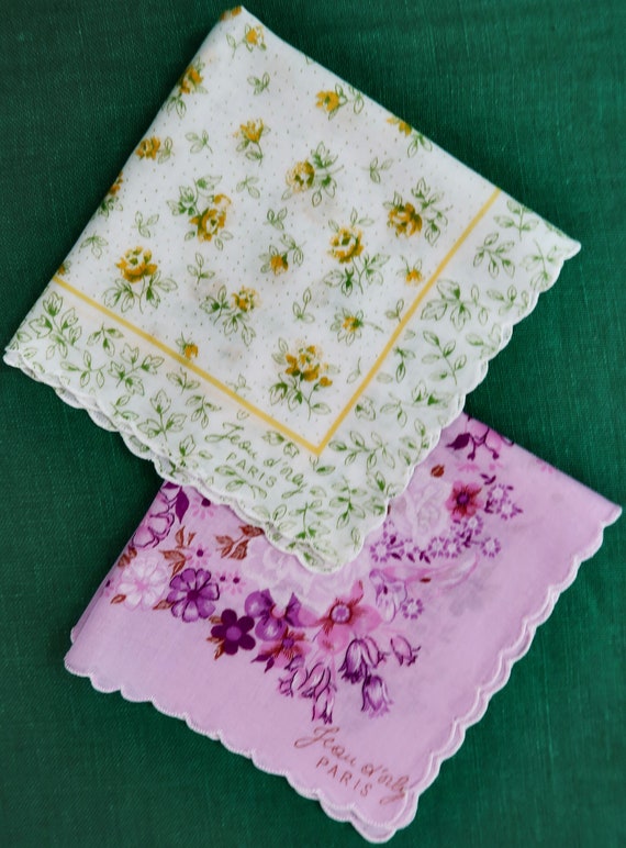 Vintage Jean D' Orly Handkerchief Group of 2/ Flo… - image 1
