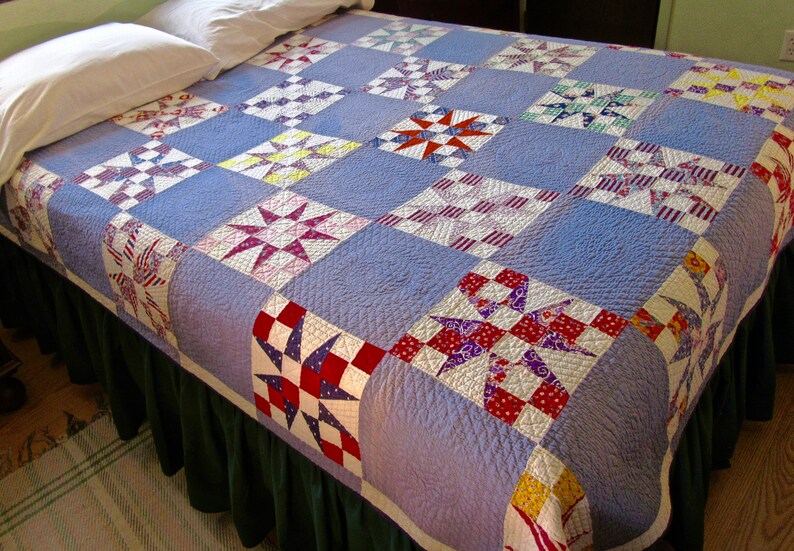 54 40 Or Fight Antique Quilt In Multicolor Blocks With Blue Alternating Ground Quilts Home Living 330 Co Il 54 40 Or Fight Antique Quilt In Multicolor Blocks With Blue Alternating Ground Quilts Home Living 330 Co Il