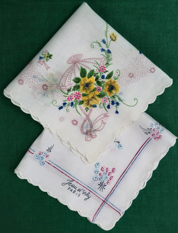 Vintage Jean D' Orly Paris Handkerchief Group of 2