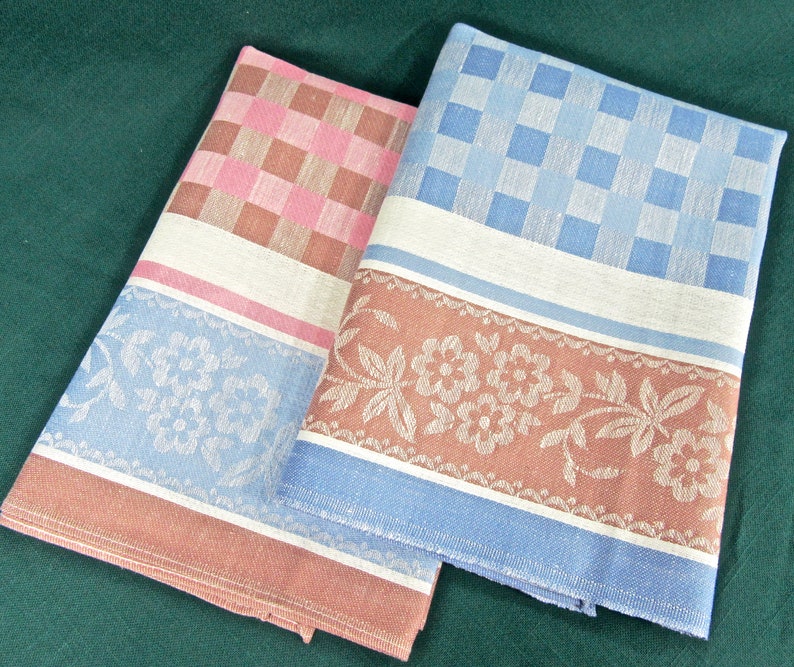 Southern Living Set Of 2 KitchenCotton Tea Towels Aqua Floral /& Plaid New