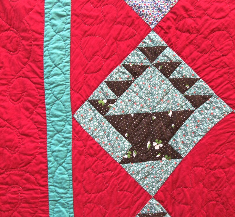 Broken Sugar Bowl Antique Quilt in Small Prints on Solid Red Etsy