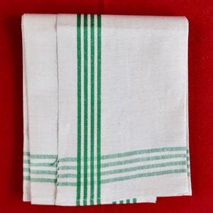 Eurow 100% Cotton Rugby Stripe White/Lime Green Dish Towels – 4-pack