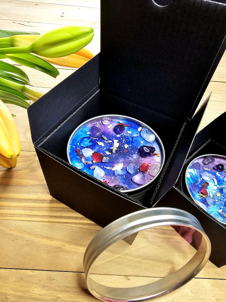 Trust the Universe: Rose Quartz, Amethyst Crystal Candle, Floral Citrus Scented Soy Wax | Spiritual Gift image 13