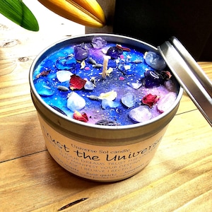 Trust the Universe: Rose Quartz, Amethyst Crystal Candle, Floral Citrus Scented Soy Wax | Spiritual Gift image 14