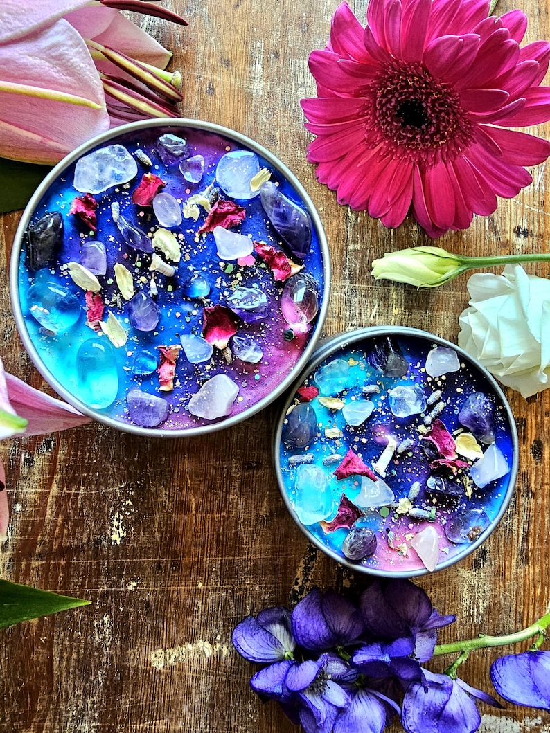 Trust the Universe: Rose Quartz, Amethyst Crystal Candle, Floral Citrus Scented Soy Wax | Spiritual Gift image 6