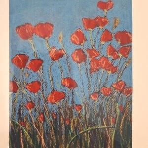 Tulpen Grußkarte. Illustrierte florale Ölpastellkarte. Blanko-Karte. Geburtstagskarte.
