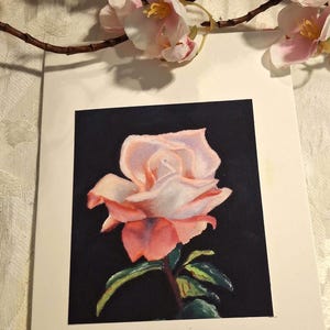 Botanische Karte, Illustriert, Floral, Rose. Grußkarte. Geburtstagskarte. Muttertagskarte. Beileid Karte. Ich denke an dich Karte. Blanko-Karte.