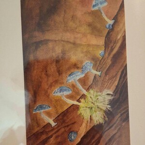Mushroom forest greeting card. Illustrated  botanical card. Blank card. Birthday card.