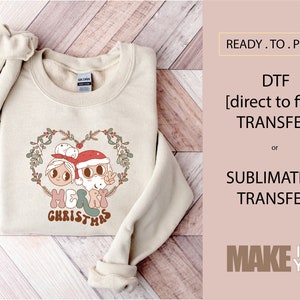 Merry Santa and Mrs. Claus Holiday | DTF TRANSFER | SUBLIMATION | Ready To Press | Christmas Retro| Christmas T-shirt Transfer