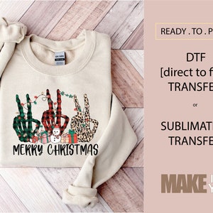 Christmas Peace  Holiday | DTF TRANSFER | SUBLIMATION | Ready To Press | Christmas Retro| Christmas T-shirt Transfer
