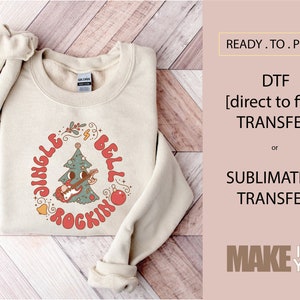 Christmas Jingle Bell Holiday | DTF TRANSFER | SUBLIMATION | Ready To Press | Christmas Retro| Christmas T-shirt Transfer