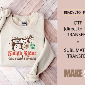 Christmas Sleigh Rider Holiday | DTF TRANSFER | SUBLIMATION | Ready To Press | Christmas Retro| Christmas T-shirt Transfer