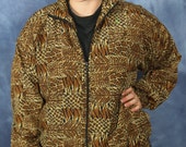Vintage 80s 90s Animal Print Windbreaker Jacket Leopard Cheetah Tiger Giraffe Kaktus Silky Satiny Fabric