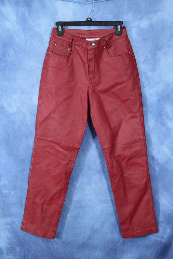 red biker pants
