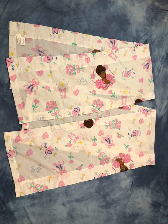 Vintage 80s 90s Black Barbie Ballerina Bedroom Set Curtains Pillow Cases Mattel