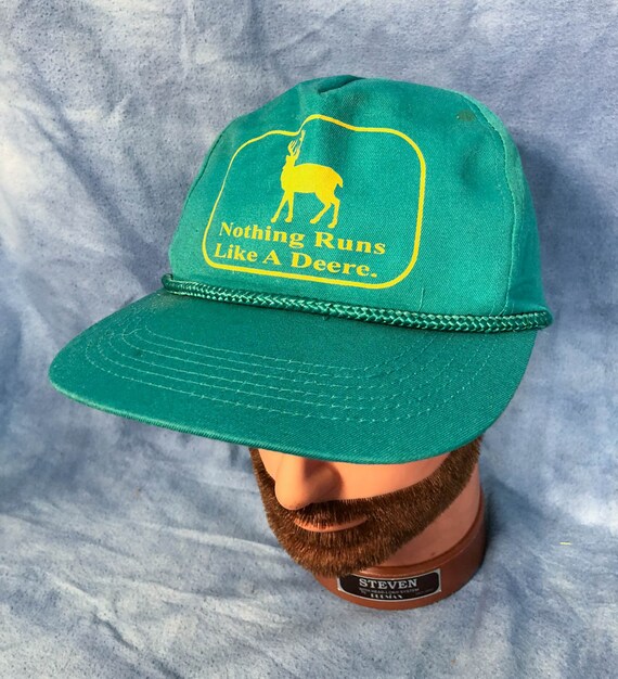 Vintage John Deere Nothing Runs Like A Deere Green Mesh Trucker Snapback Hat