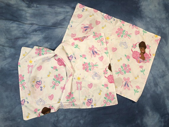 Vintage 80s 90s Black Barbie Ballerina Bedroom Set Curtains Pillow Cases Mattel