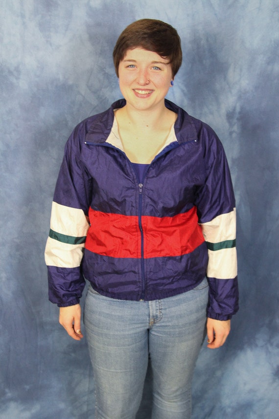 blue and green windbreaker