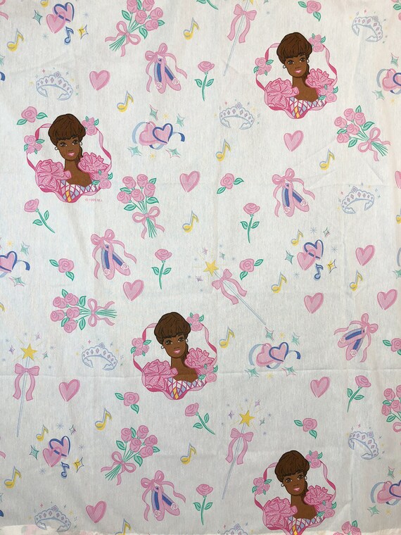 Vintage 80s 90s Black Barbie Ballerina Bedroom Set Curtains Pillow Cases Mattel