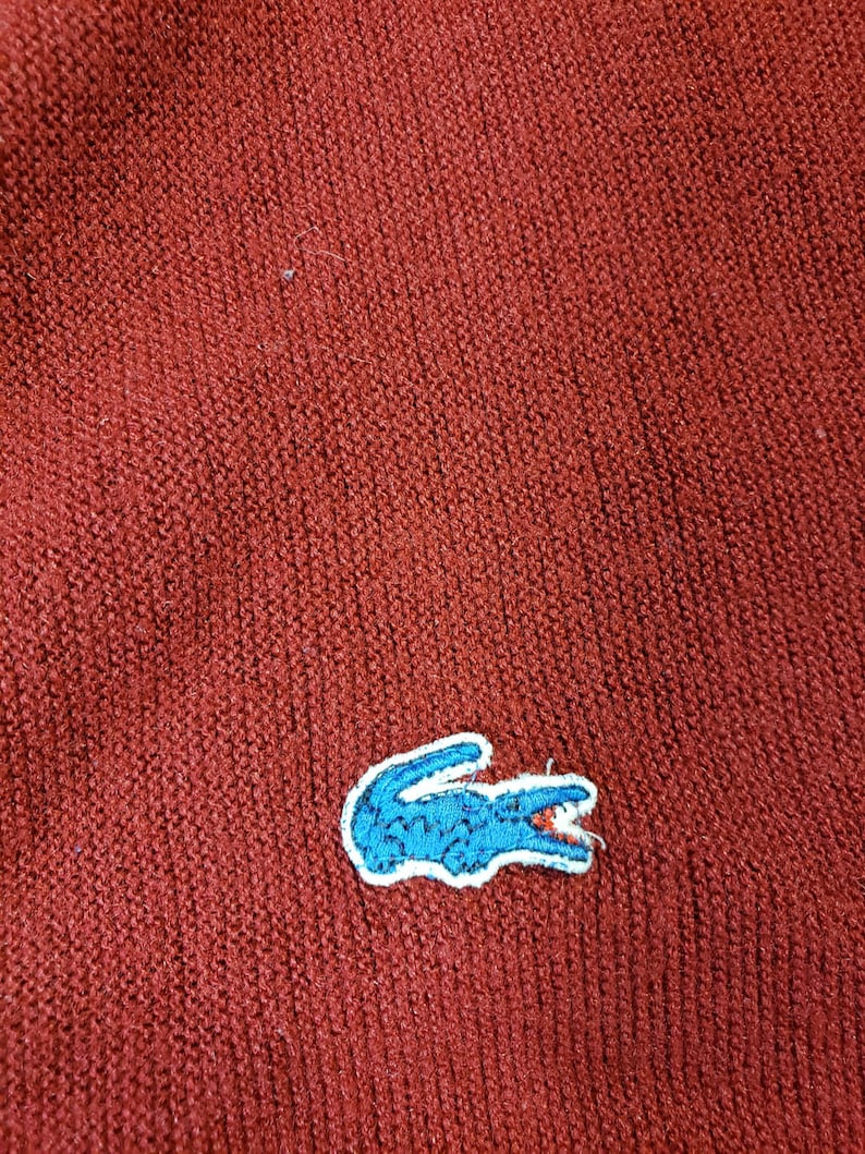 Vintage IZOD Lacoste Cardigan Sweater Red 70s 80s Preppy