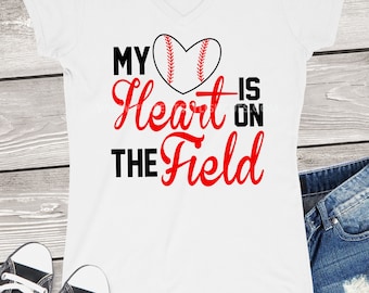 Baseball Mom Svg, My Heart Is On The Field Svg, Baseball Svg, Sports Svg, Baseball Mama Svg, Baseball DXF, EPS, PNG, Iron On