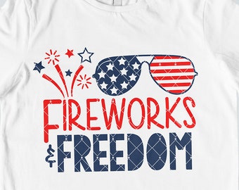 Fireworks And Freedom Svg - 4th Of July SVG, DXF, EPS, Png, Patriotic Svg, Fourth of July svg, America Svg, Glasses, Svg Files for Cricut