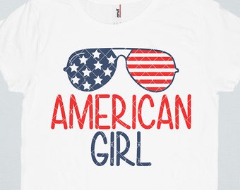 American Girl SVG - Flag Sunglasses Svg, 4th of July Svg, DXF, EPS, Png, Svg Files For Cricut, Merica Svg, Usa Svg, Patriotic Svg