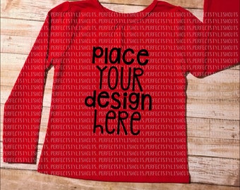 Download Red Toddler Girl Shirt Long Sleeve - MOCK-UP Image, JPEG ...