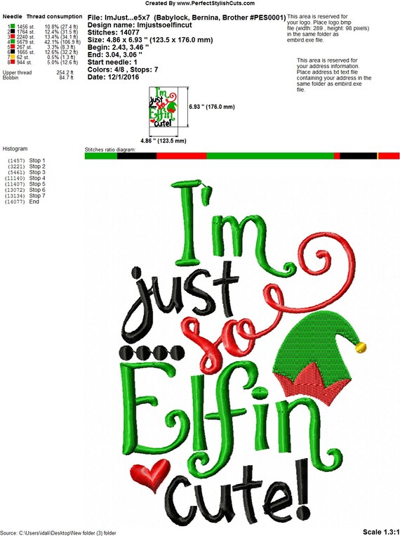 Christmas Embroidery Design I M Just So Elfin Cute 5x7 Embroidery File Elf Embroidery Machine Embroidery Designs Pes Files