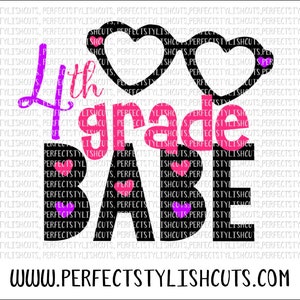 4to grado Babe SVG, DXF, EPS, archivos png para máquinas de corte Cameo o Cricut - Back To School Svg, Girl Svg, School Svg, Teacher Svg