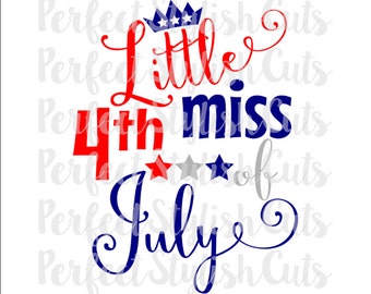 Little Miss 4th of July SVG, DXF, EPS, png Files for Cutting Machines Cameo or Cricut - All American Girl svg, July 4th Svg, Patriotic Svg